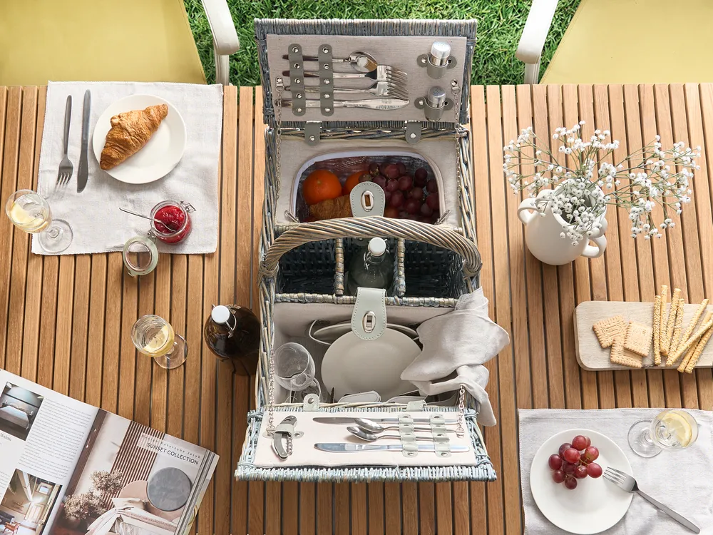 Picnic Basket GROSEILLE Wicker Grey_964212