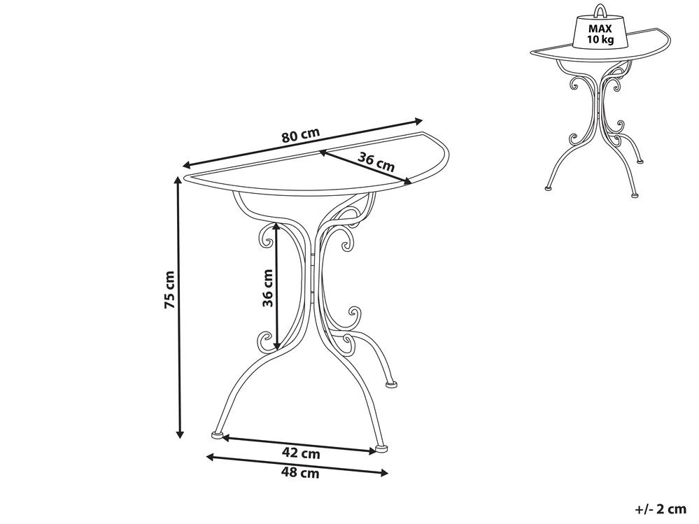 Bistro Table NURRA 80 cm 36 cm Metal Grey_1002700