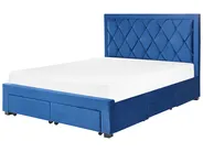 Bed with Storage Drawers LIEVIN Velvet Navy Blue 160 x 200 cm (EU King Size)_821232