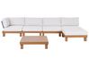 Lounge Set Aluminium heller Holzfarbton 5-Sitzer modular Auflagen weiß SANZA_932434