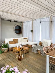 Garden Lounge Set with Table 4 Seater VARALLO Modular Rattan Natural Left Hand_826386
