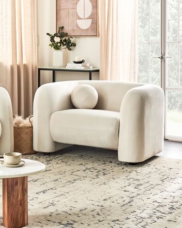 Velvet Armchair Off-White LEIREN