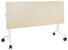 Bureau pliable avec roulettes 160 x 60 cm bois clair et blanc CAVI_922282