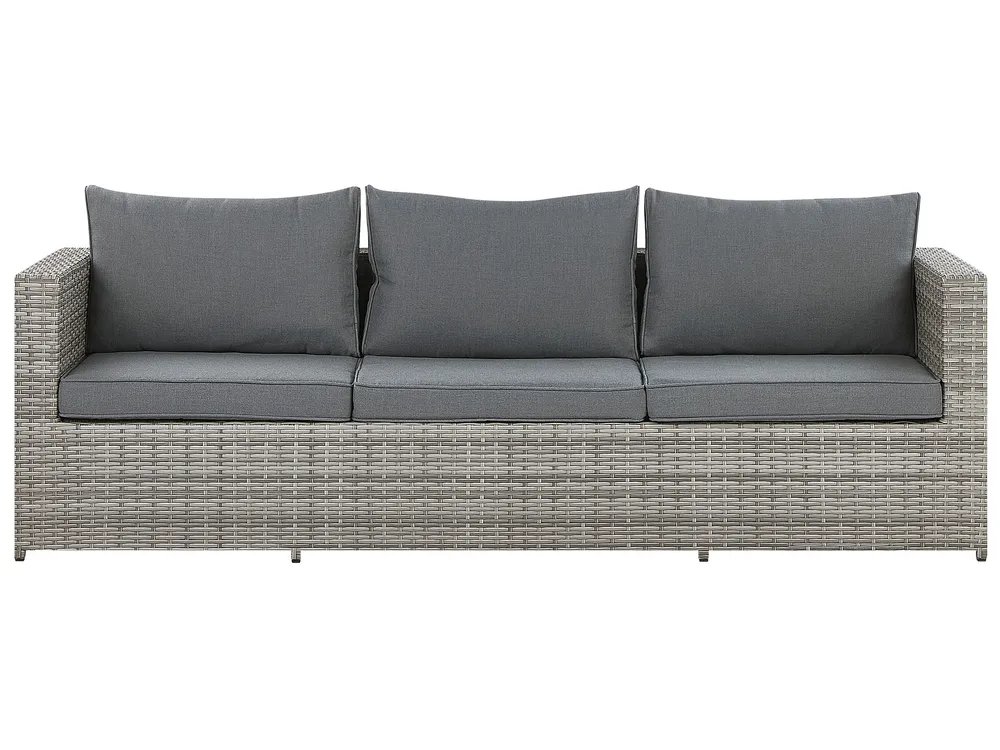 Garden Corner Sofa with Table 5 Seater SABBIA Modular PE Rattan Light Grey Left Hand_808988