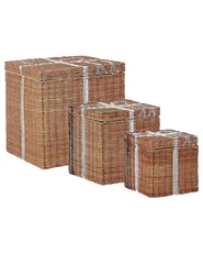 Zestaw 3 koszy Prezenty świąteczne CADEAU Rattan Naturalny_880268