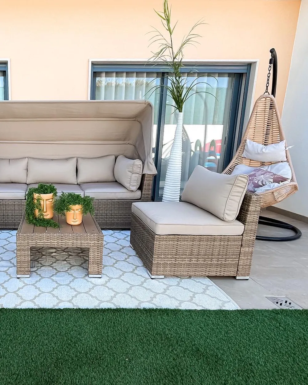 Hanging Chair with Stand ATRI II PE Rattan Natural_827607