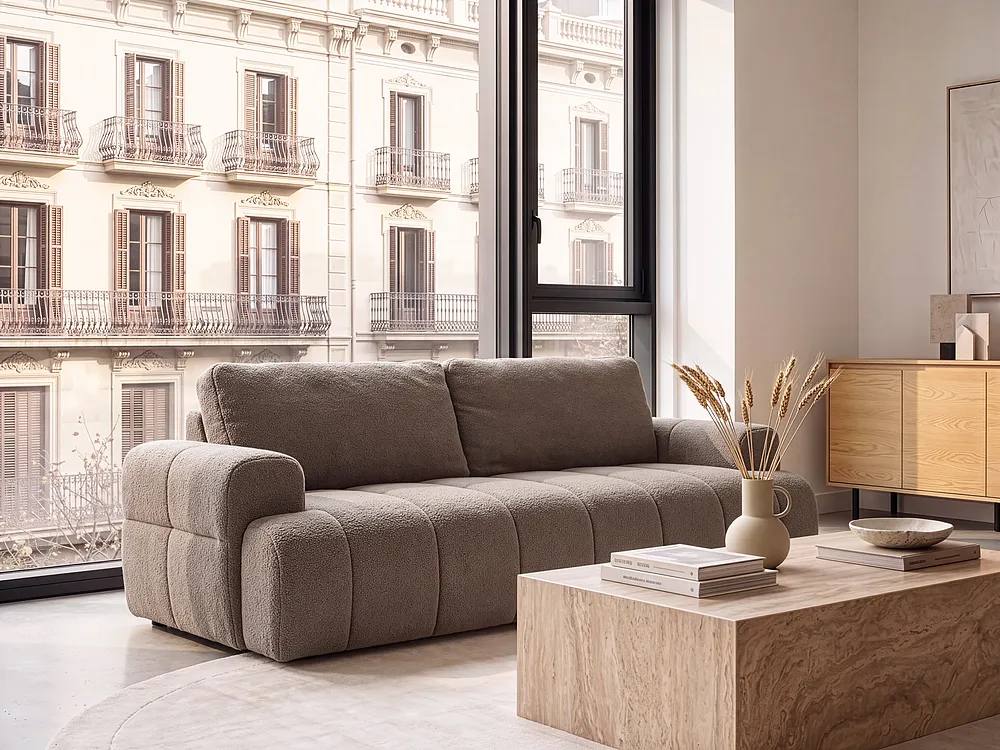 Sofa 3 Seater NARILLA Boucle Taupe