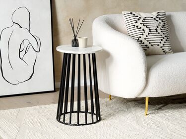 Wire Frame Side Table White Marble with Black TAREE