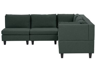 5 Seater Left Hand Modular Fabric Corner Sofa Dark Green UNSTAD