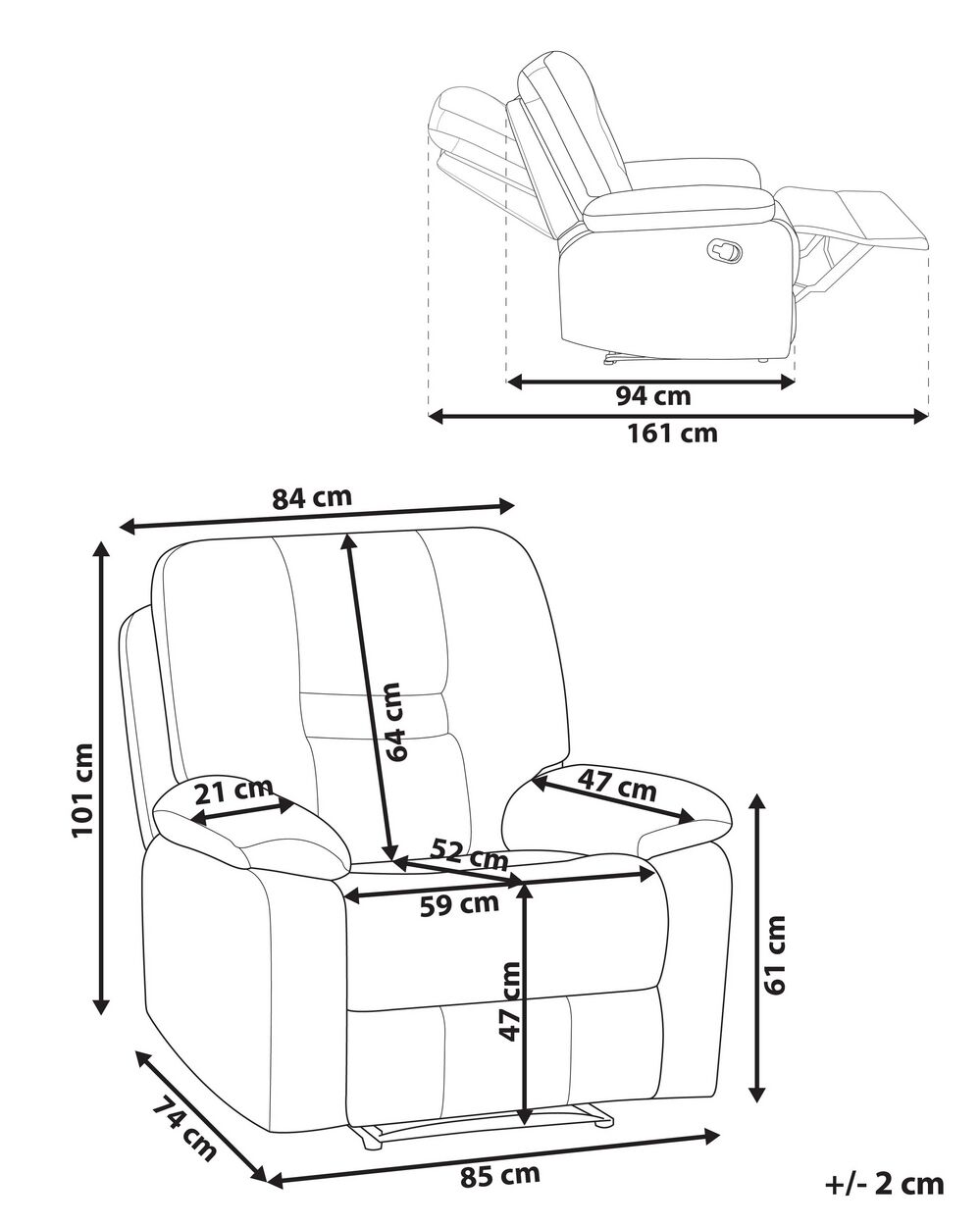 Standard recliner dimensions clearance