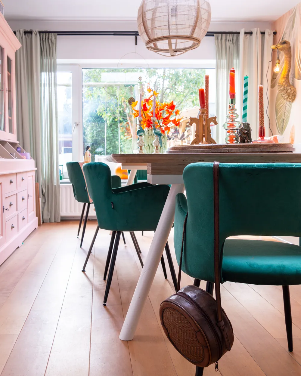 Set of Dining Chairs SANILAC Velvet Emerald Green