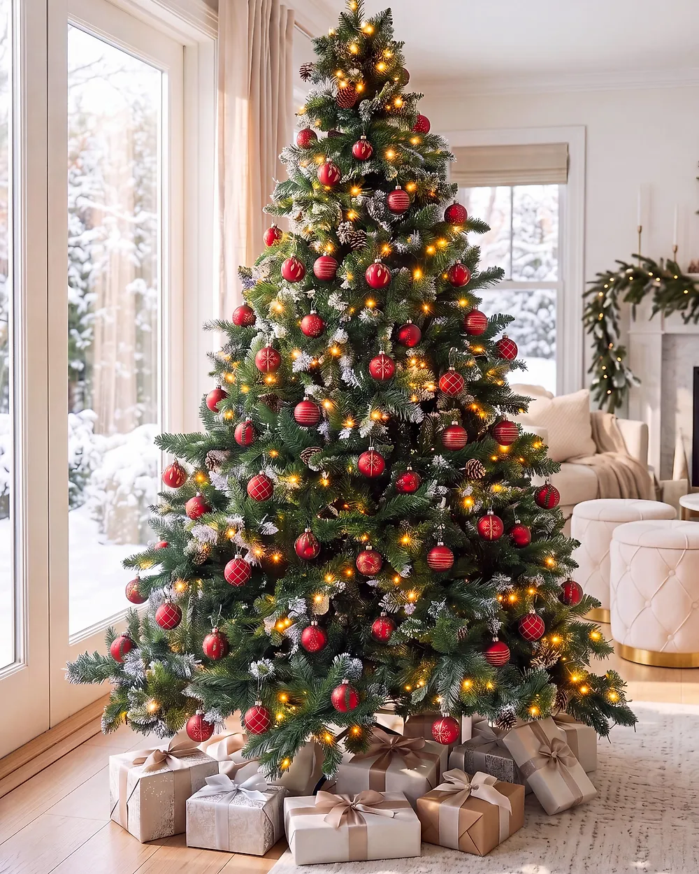 Set of 40 Baubles WINTERGLOW Glass Red_1192078