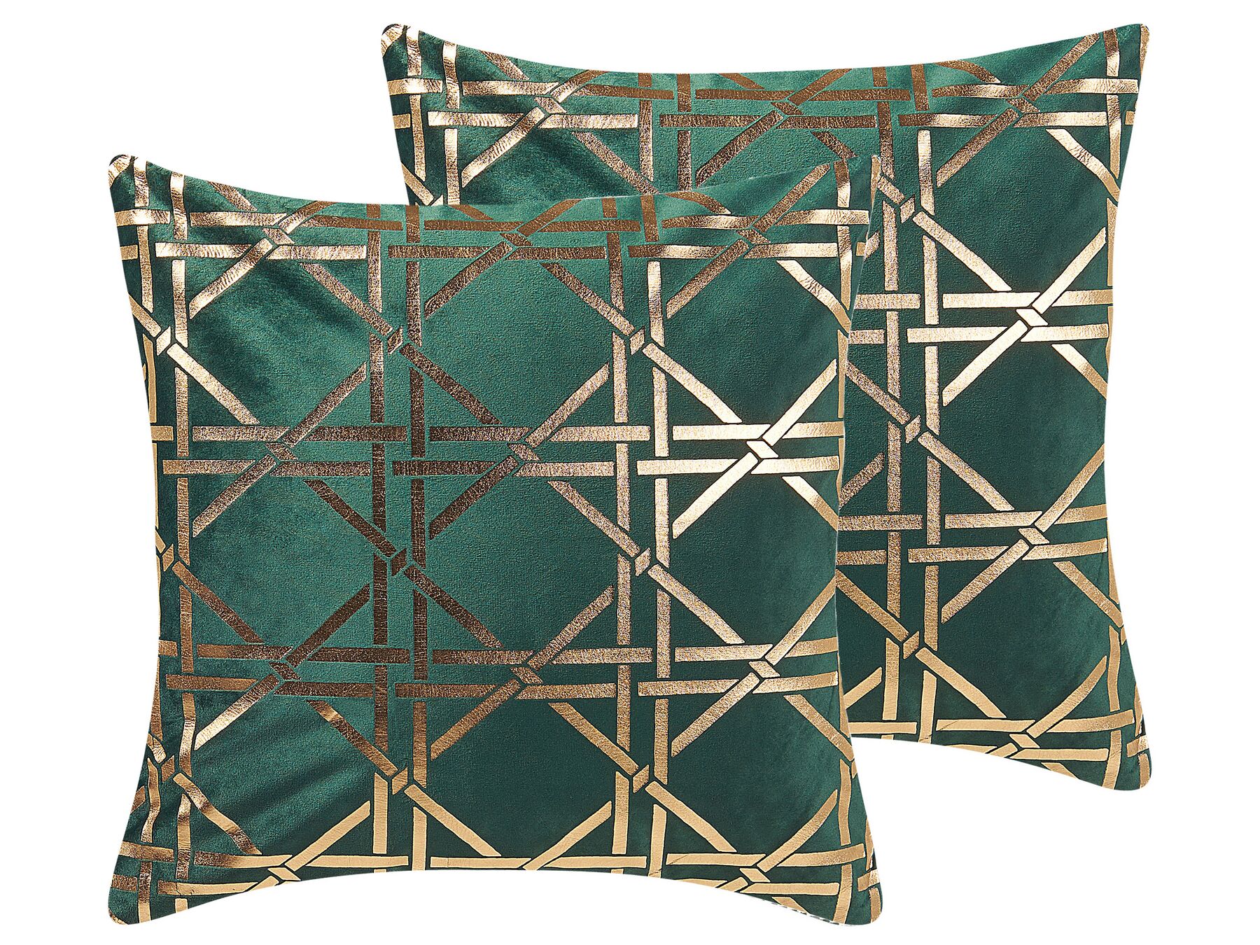 Set di 2 cuscini decorativi geometrico 45 x 45 cm verde e oro CASSIA_813776