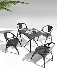 Gartenstuhl 4er Set NEMI klappbar Schwarz_1171449