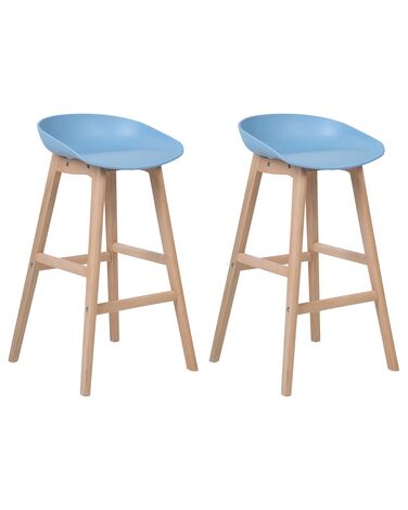 Zestaw 2 krzeseł barowych niebieski MICCO