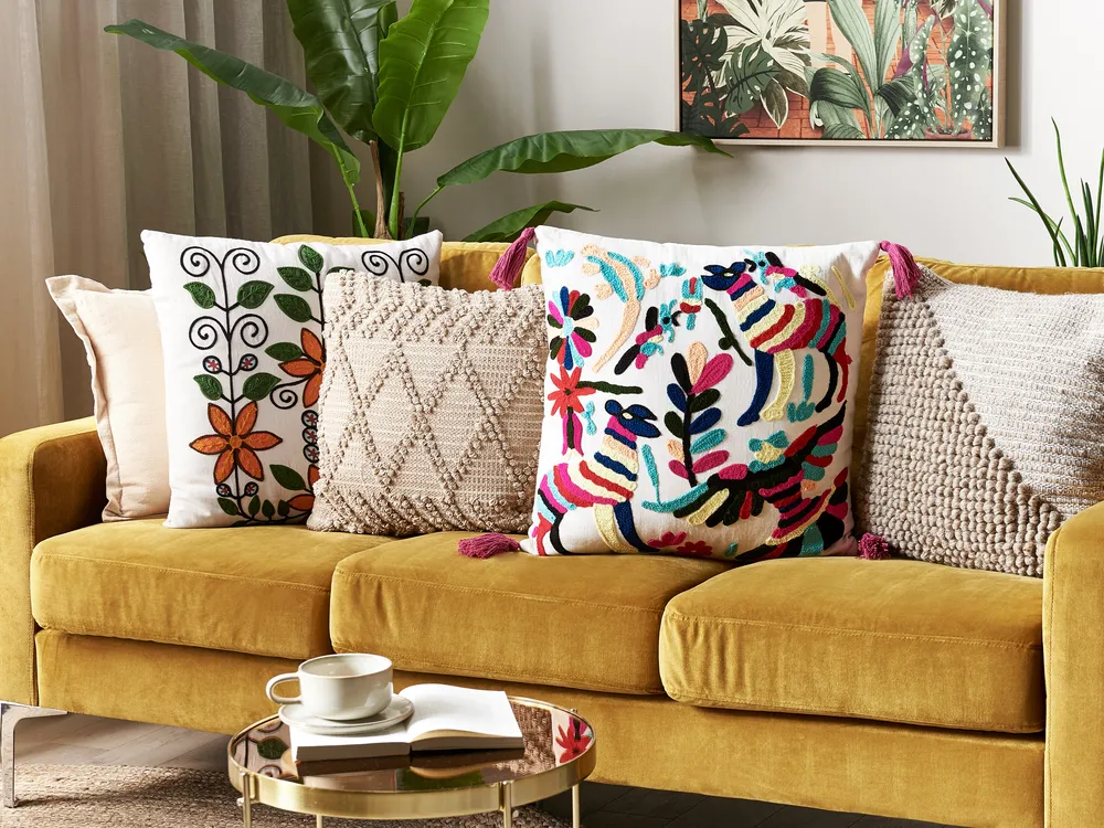 Set of 2 Decorative Cushions RAIGANJ 50 x 50 cm Cotton Multicolour Abstract Pattern
