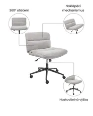Židle k psacímu stolu CATLIN Buklé Světle šedá_1074399