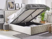 Ottoman Bed AMIENS Velvet Light Beige 160 x 200 cm (EU King Size)_791240