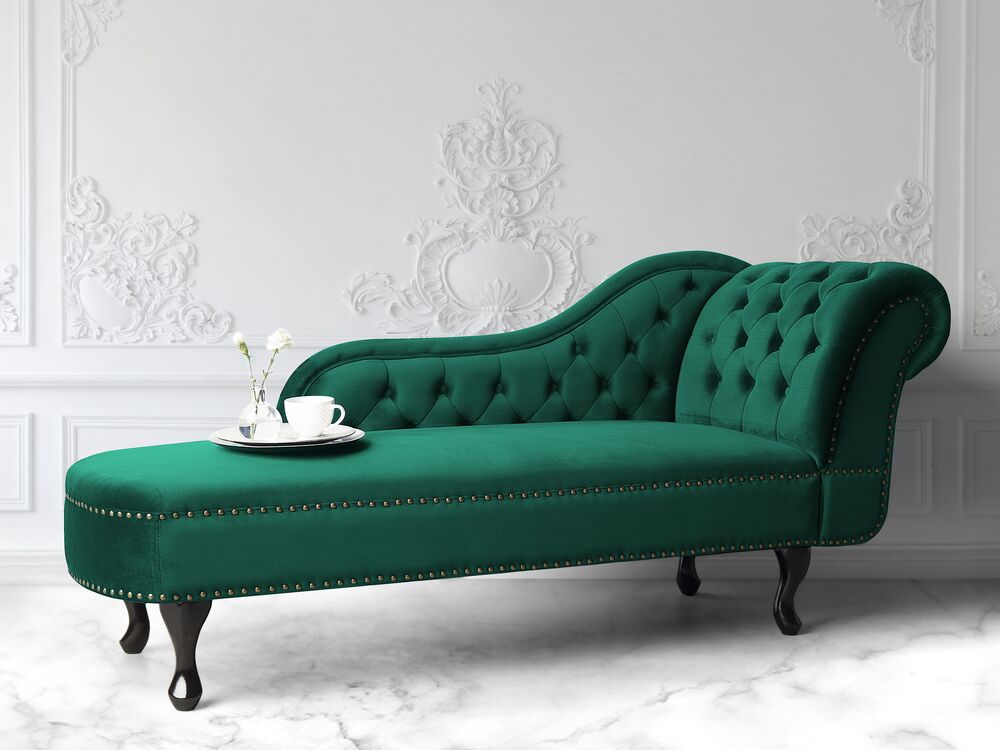 Chaise longue côté droit NIMES Velours Vert