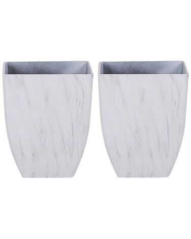 Conjunto de 2 vasos para plantas com efeito de mármore branco 35 x 35 x 42 cm MIRO