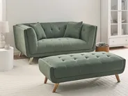 Sofa 2 Seater HABO with Ottoman Fabric Green_1076885