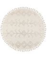 Round Cotton Area Rug ⌀ 140 cm Beige HARRAN_850005