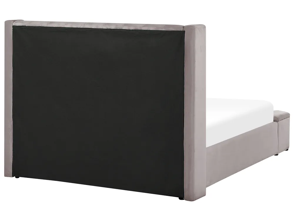 Bed with Storage Bench NOYERS Velvet Grey 140 x 200 cm (EU Double)_920483