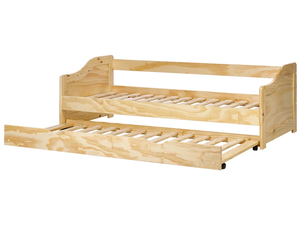 Trundle Bed Pine Wood LUNERAY 90 x 200 cm (EU Single) Light Brown_936371