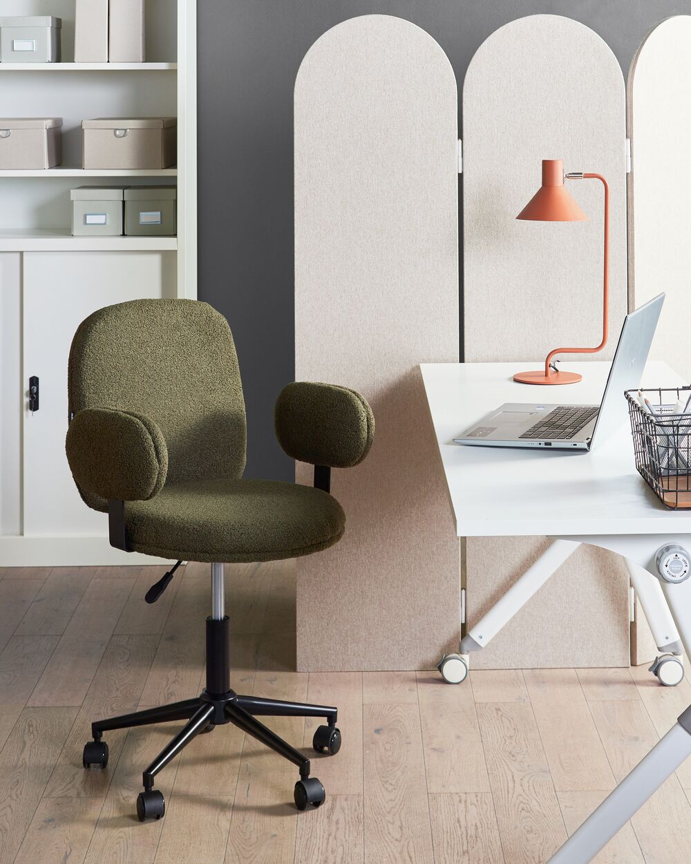 Cadeira home office MORAGA Bouclé Verde escuro