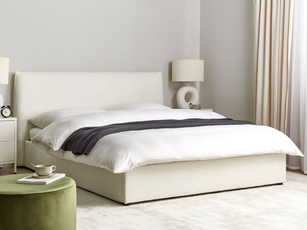 Ottoman Bed LAVAUR Boucle Off-White 160 x 200 cm (EU King Size)