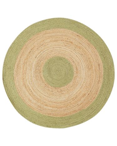 Okrúhly jutový koberec ø 140 cm béžová a zelená YAYALAR