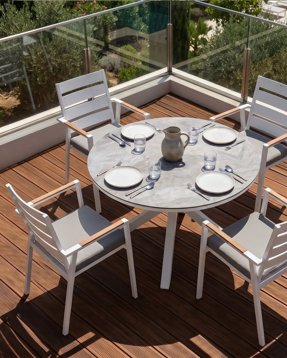 Set of 4 Garden Chairs with Cushions TAVIANO Metal Grey