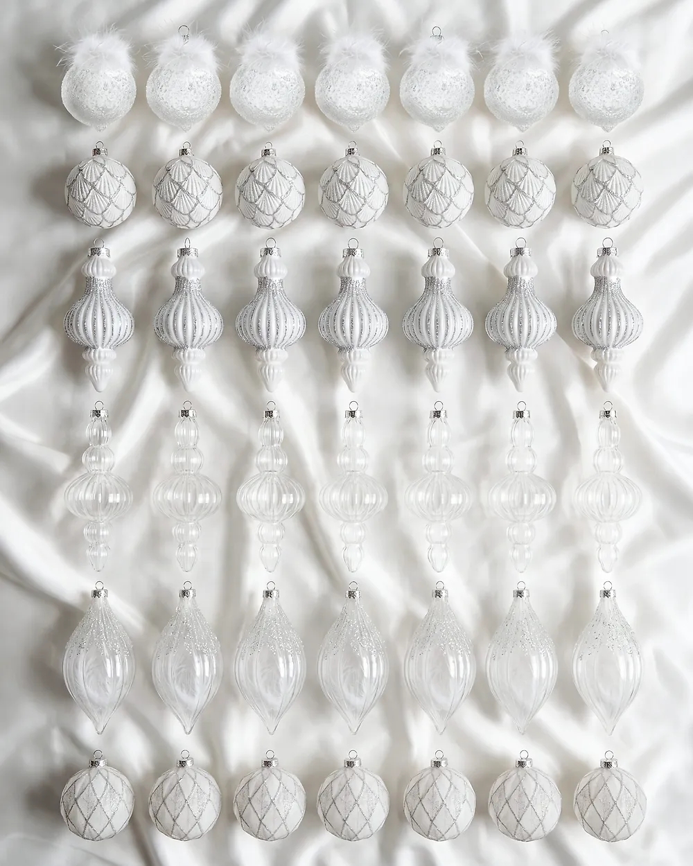 Conjunto de 42 bolas de Navidad ICELIGHT Vidrio Transparente/Blanco