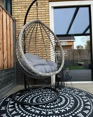Hanging Chair with Stand TOLLO PE Rattan Grey_946458