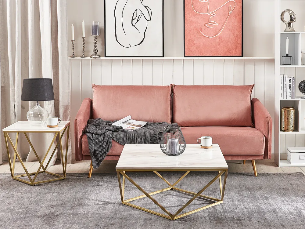 Side Table MALIBU Beige Marble_791863
