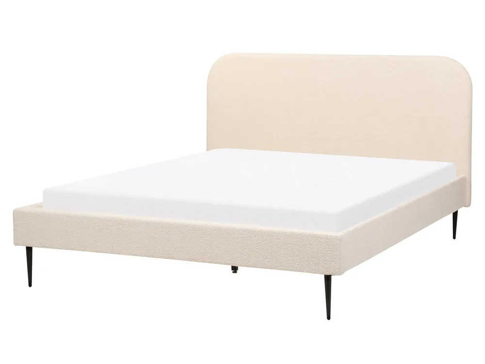Bed Boucle FLAYAT 160 x 200 cm (EU King Size) Light Beige_887314