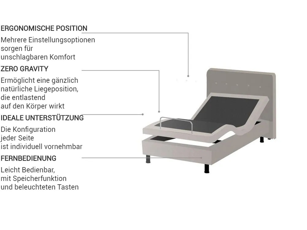 Bett verstellbar Stoff DUKE 90 x 200 cm Beige_763695