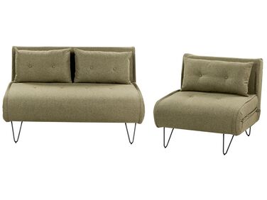 Sofa Set olivgrün / schwarz 3-Sitzer VESTFOLD