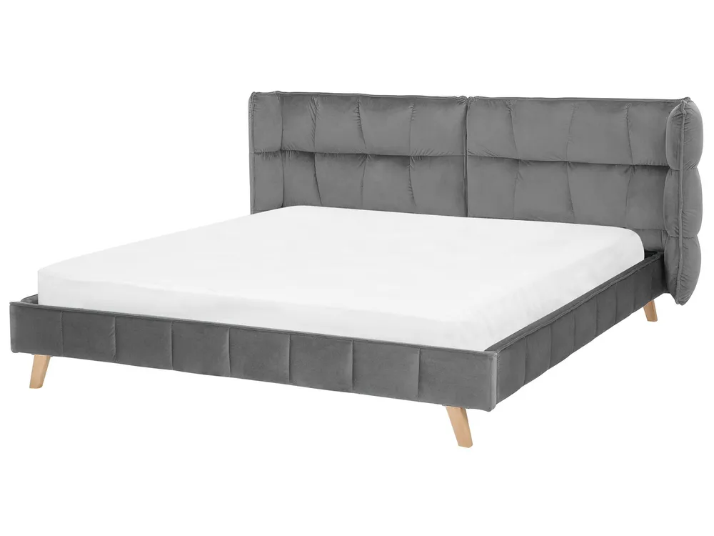 Bed Velvet SENLIS 180 x 200 cm (EU Super King) Grey