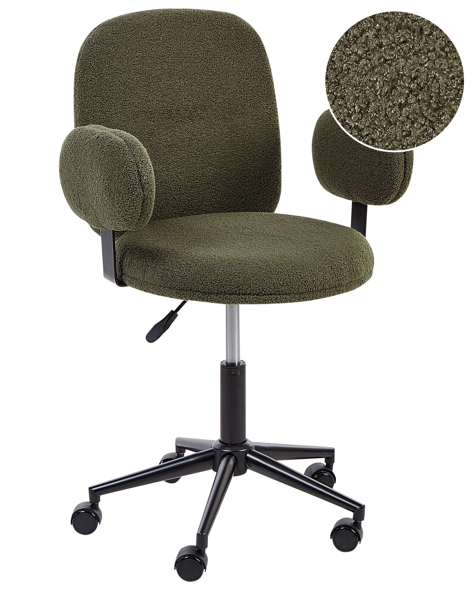 Desk Chair Boucle Dark Green MORAGA_932400