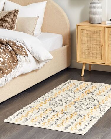 Cotton Area Rug 80 x 150 cm Beige and Yellow KADAPA