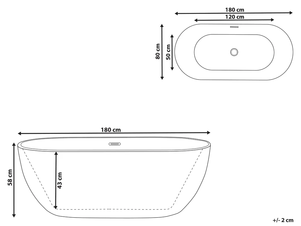 Freestanding Bathtub CARRERA 1800 x 800 mm White_798774