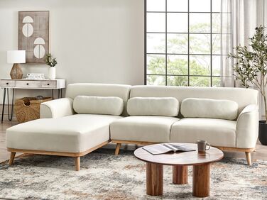 Right Hand Fabric Corner Sofa Off-White SIMOS