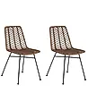 Lot de 2 chaises de salle à manger DILLEY Rotin Marron