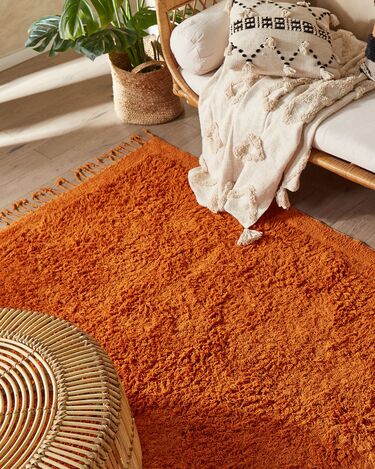 Cotton Shaggy Area Rug 140 x 200 cm Orange BITLIS