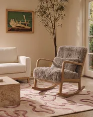Rocking Chair SKOVDE Faux Fur Taupe_1098796
