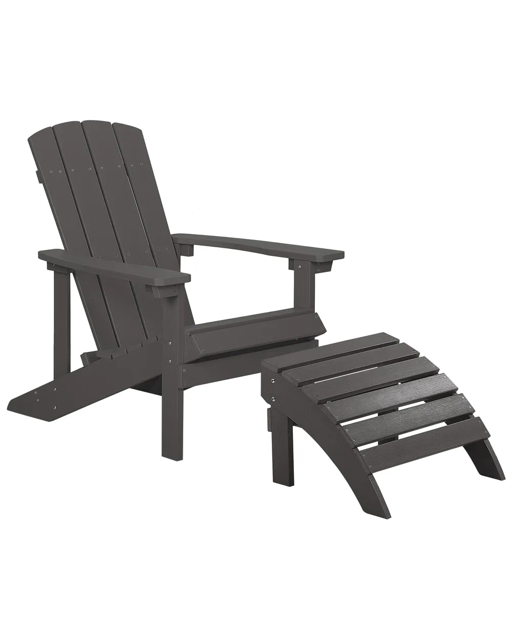 Garden Chair ADIRONDACK with Footstool Dark Grey