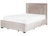 Sametová postel s úložným prostorem 140 x 200 cm béžová LIEVIN_858024
