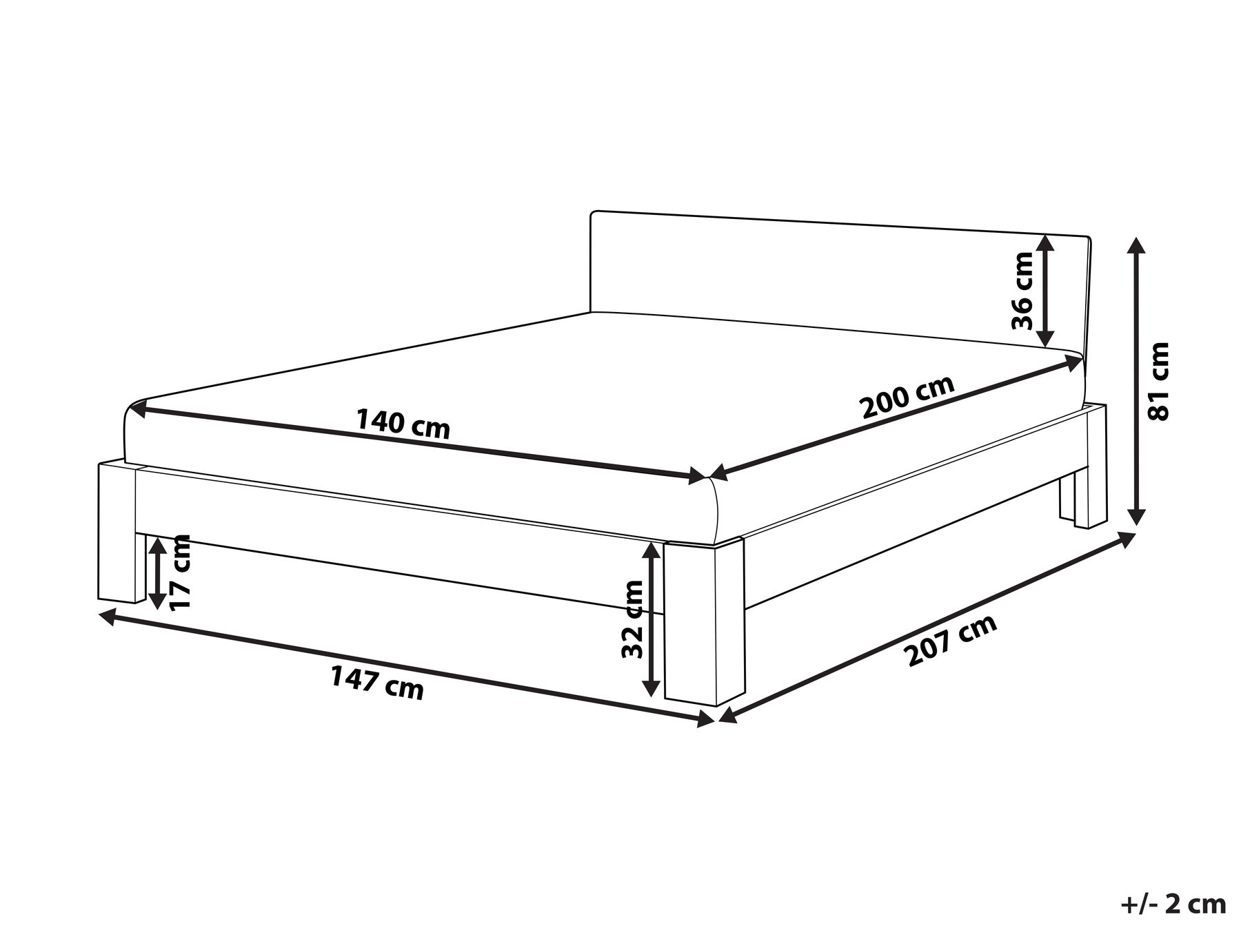 Wooden EU Double Size Bed White ROYAN_925890