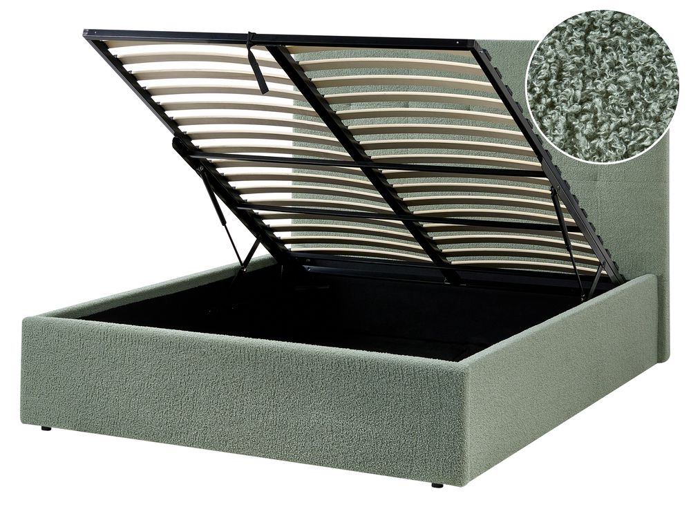 Lit ottoman LORIENT Bouclé Vert 140 x 200 cm